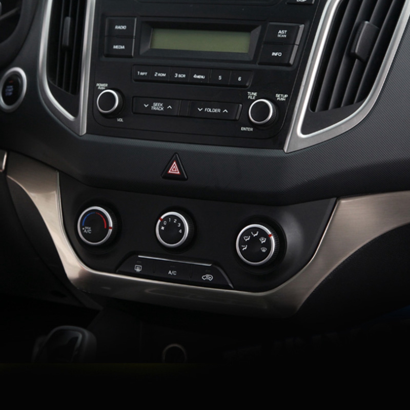 for Hyundai Creta Ix25 Accessories Car Dashboard Central Control Trim Cover Stainless Steel Interior Mouldings