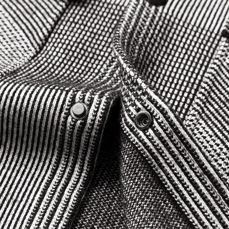 Manteau de de styliste anglais pour hommes, automne hiver, veste d&#39;affaires décontractée, pardessus en laine rayé,
