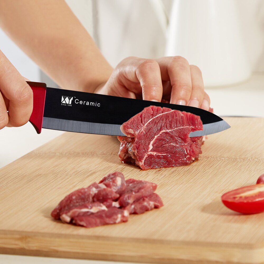 XYj Ceramic Kitchen Knife White Sharp Blade Zirconium 6"Chef Cooking Knife With Cutting Board Easy Clean Knife Set