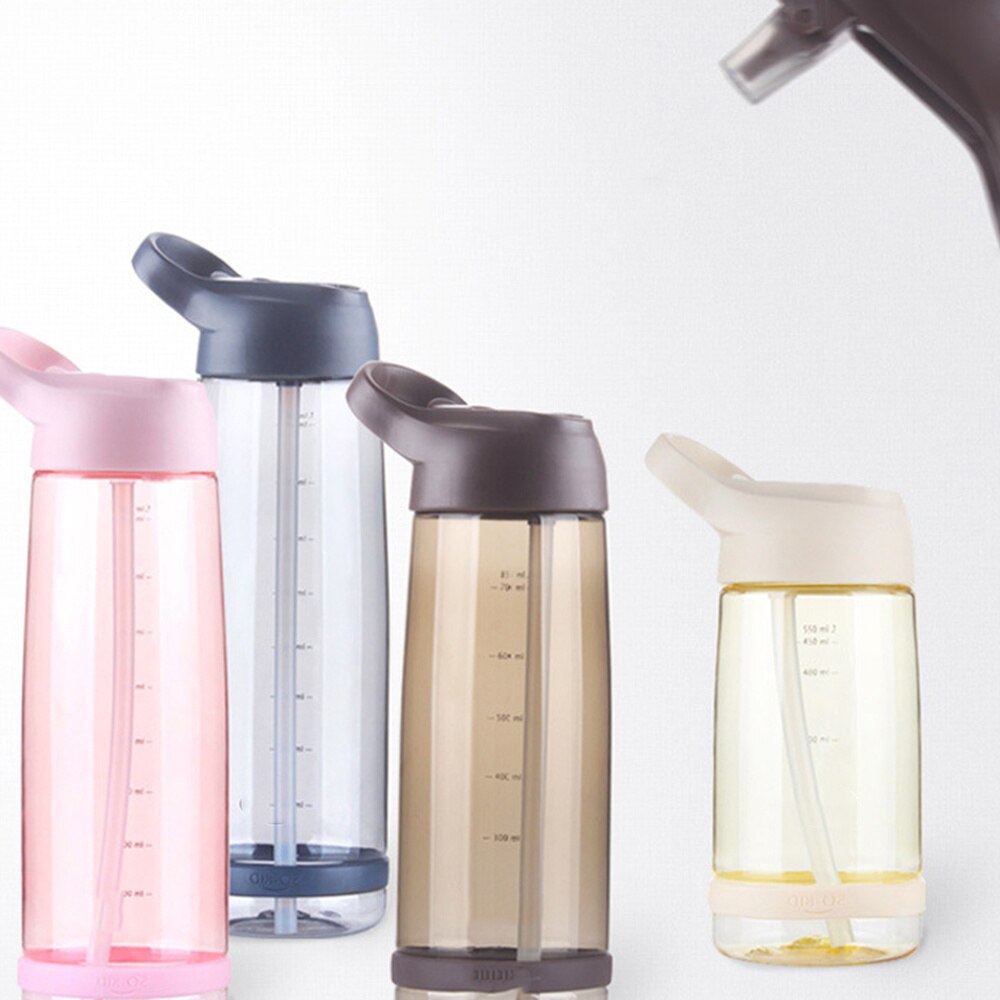 550ml Portable Drinking Water Bottle High Capacity Space Cup Sports Gym Training Water Bottle with Straw and Handle (Blue)