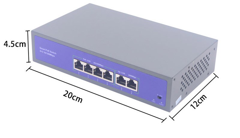 CCTV POE 4ch 4 Ports Smart POE switch Power supply Ethernet 10/100Mbps IEEE802.3af/at DC48V for POE IP camera