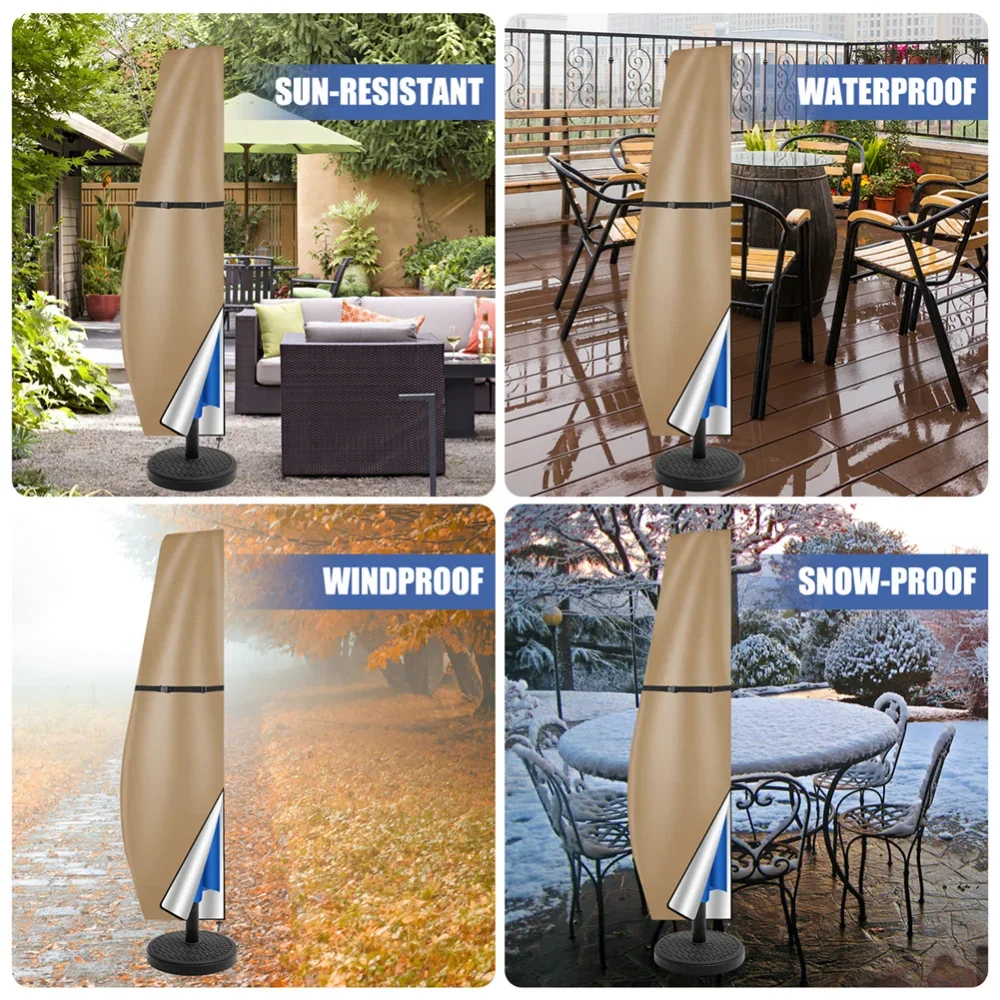 Durable Hanging Banana Style Parasol Cover Patio Umbrella Cover Waterproof Cantilever Offset Umbrella Cover With Sturdy Zipper