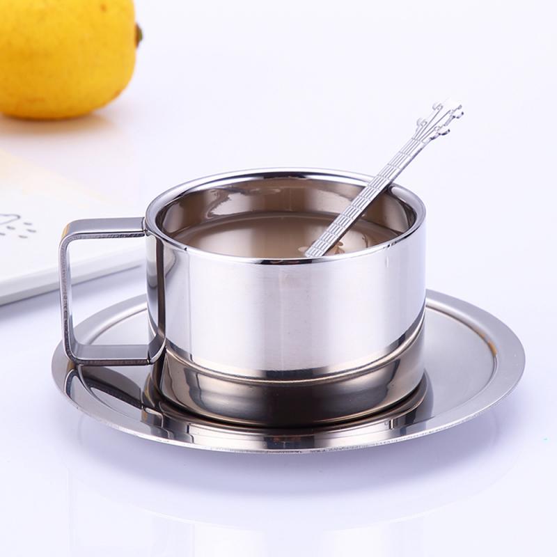 Taza de café de acero inoxidable 304, tazas antiescaldaduras de doble capa para beber/cerveza/agua/té/leche Anti caída botella Tumbler de viaje de Metal