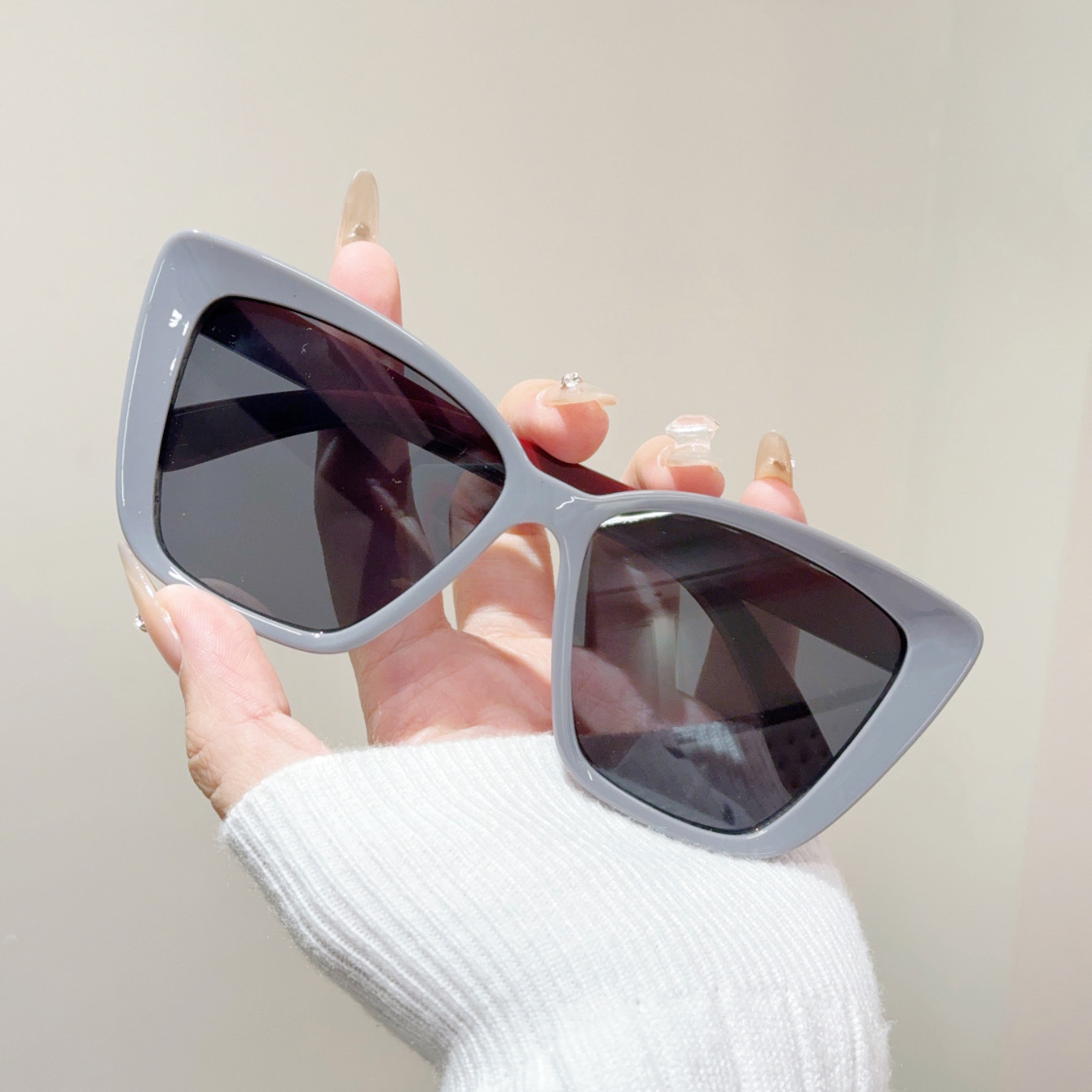 Trendy store cat eye-solbriller for kvinner og menn, retro firkantede solbriller med  uv400 beskyttelsesbriller