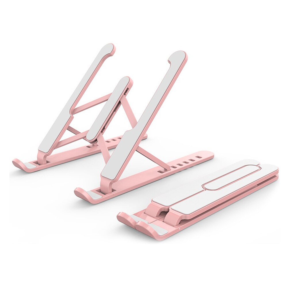 Laptop Stand Voor Macbook Pro Notebook Stand Opvouwbaar Aluminium Legering/Plastic Tablet Stand Beugel Laptop Houder Voor Notebook: Plastic Pink