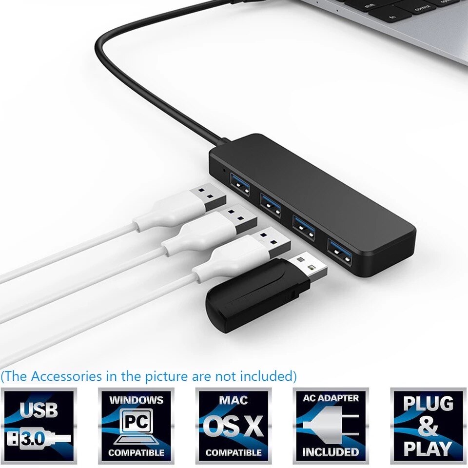 Usb 3.0 hub 4- port splitter multi-port 3.0 docking station usb 2.0 printer computer tilbehør hub