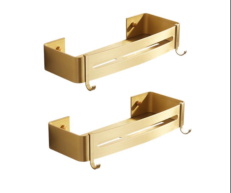 Corner Shelf Wall Mounted Bathroom Shelf Brushed Gold Aluminum Bath Shower Shelf Bath Shampoo Holder Corner shelf: square shelf 2