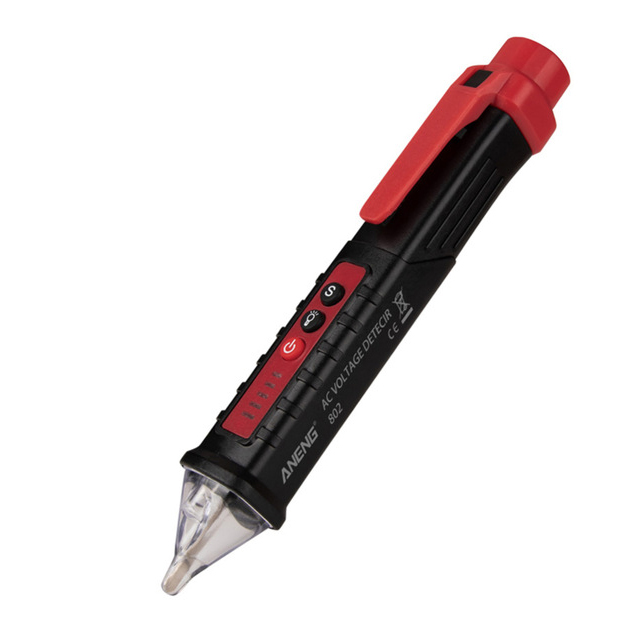 Aneng  vd802 beröringsfri spänningsindikator 12-1000v spänningsprovare penna spänningsdetektor elektrisk checker uttag uttag: Svart