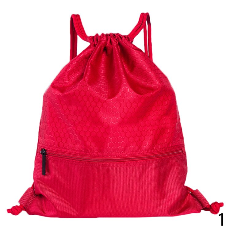 Draagbare heren dames trekkoord rugzak grote capaciteit reistassen kinderen meisjes nylon schoudertas met rits: Rood