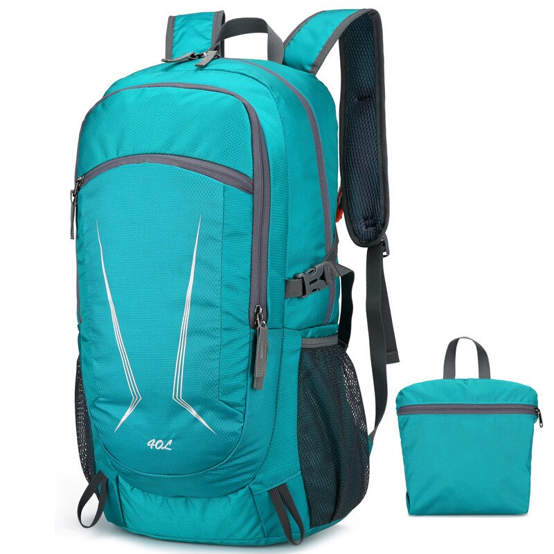 40L Foldable Backpack, sport Camping Climbing Multifuction Bag, Outdoor Waterproof Portable Backpack, Ultralight Large Softback: Light Blue