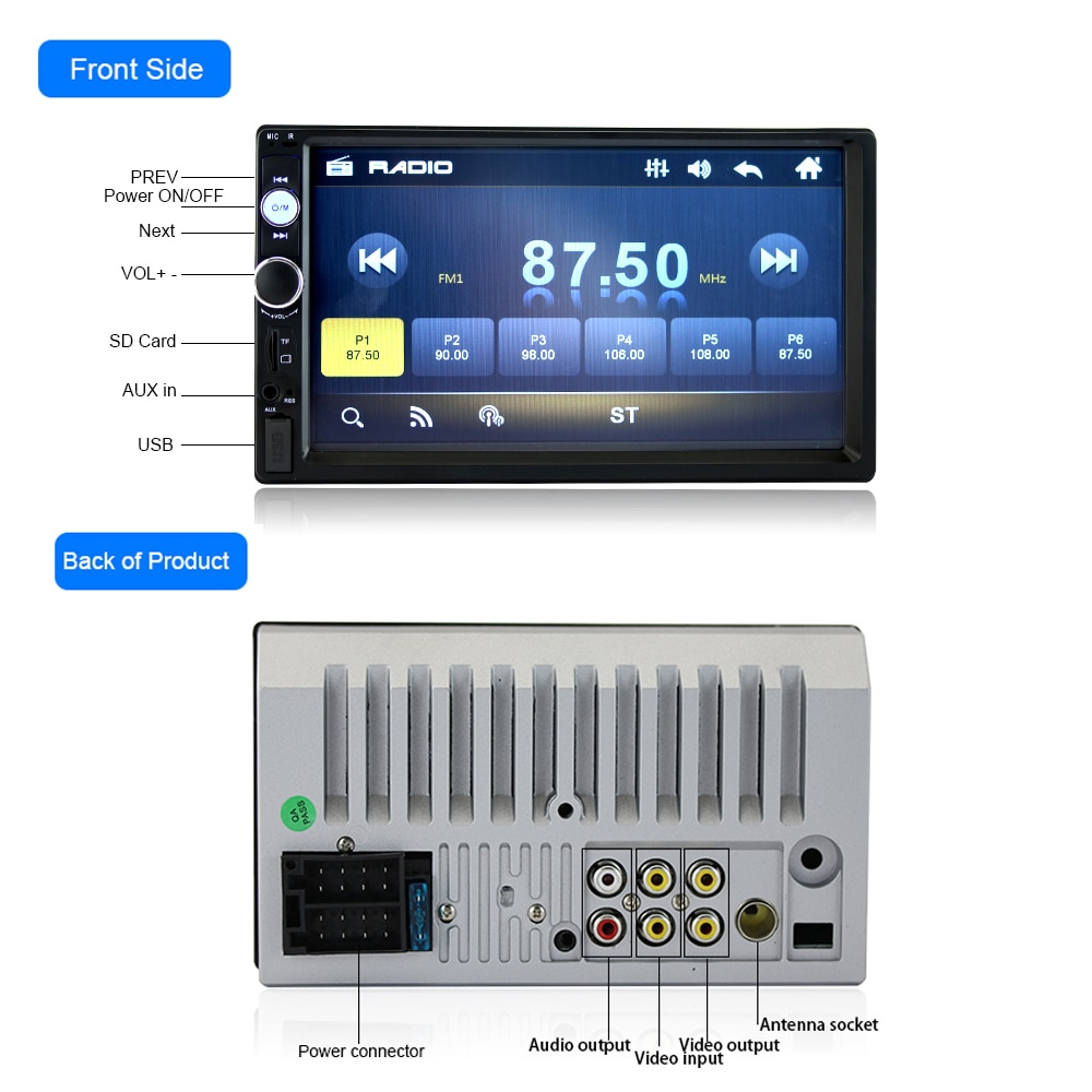 Hikity 7010b 2 din auto videospeler 7 " hd-speler  mp5 touchscreen digitaal display bluetooth multimedia usb autoradio autoradio