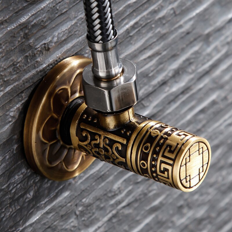 Carved Wall Mount Angle Valve Toilet valve kitchen Sink Taps Triangle valve Cold Mixer Accessories Standard G1/2 Threaded