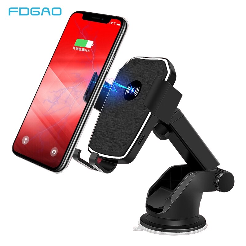 FDGAO Qi Car Wireless Charger for IPhone 12 11 X XS XR 8 Fast Wireless Charging Mount for Samsung S10 S20 S21 Car Phone Holder