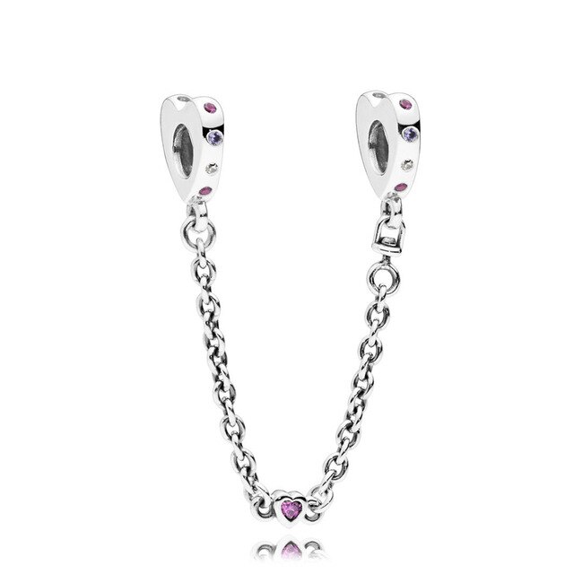 Reproduction 1:1 100% 925 Sterling Silver Safety Chain Bracelet Beads Set Free Package: White