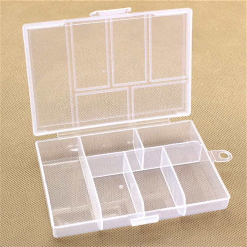 Bärbar plast 6-- fack förvaringsbehållare liten låda box transparent