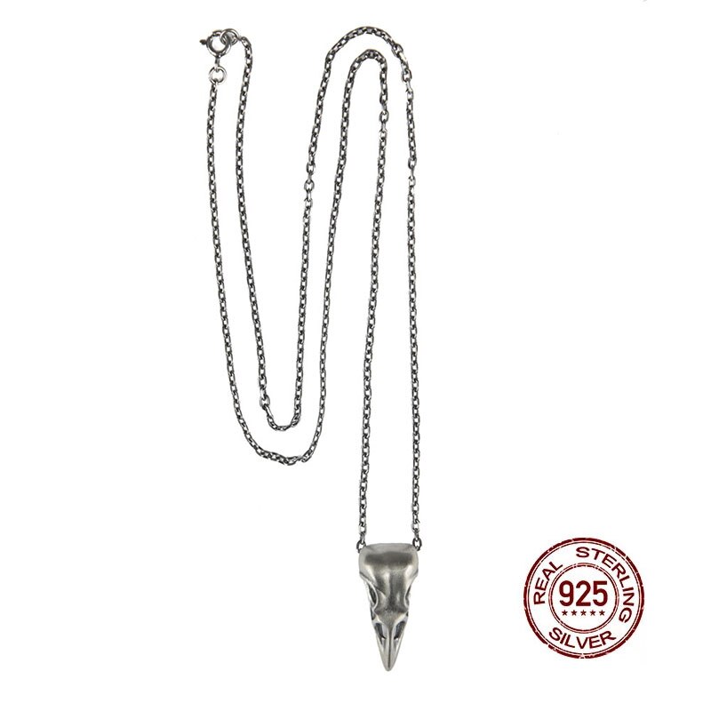 Hellolook Gothic Bird Schedel Hanger Ketting 925 Sterling Zilveren Ketting Hanger Punk Ketting Voor Mannen Vintage Sieraden