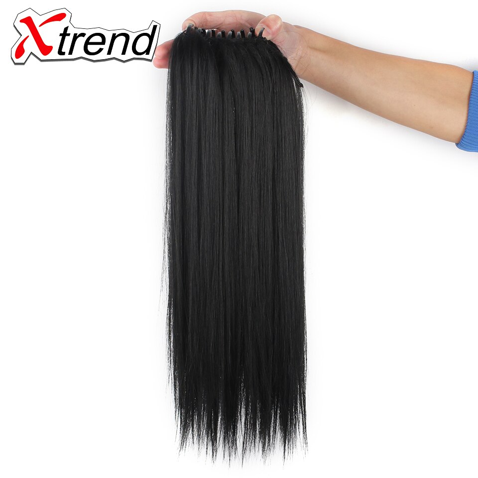 Xtrend-coletas de pelo sintético para mujer, extensiones de cabello de fibra de alta temperatura, con Clip de garra, peine de plástico, 20 pulgadas