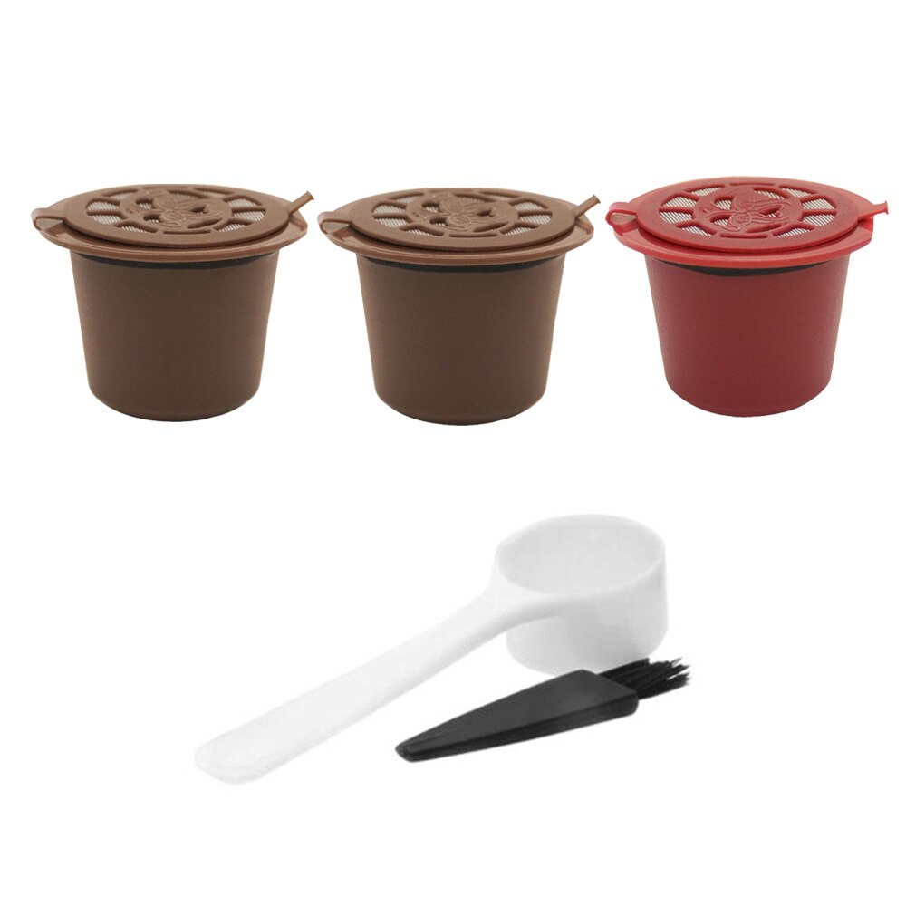 1/3 stk genanvendelige genopfyldelige til nespresso kaffekapsel med 1pc plastskeer filterpude til originale linjefiltre: 3 stk jeg tilføjer børste