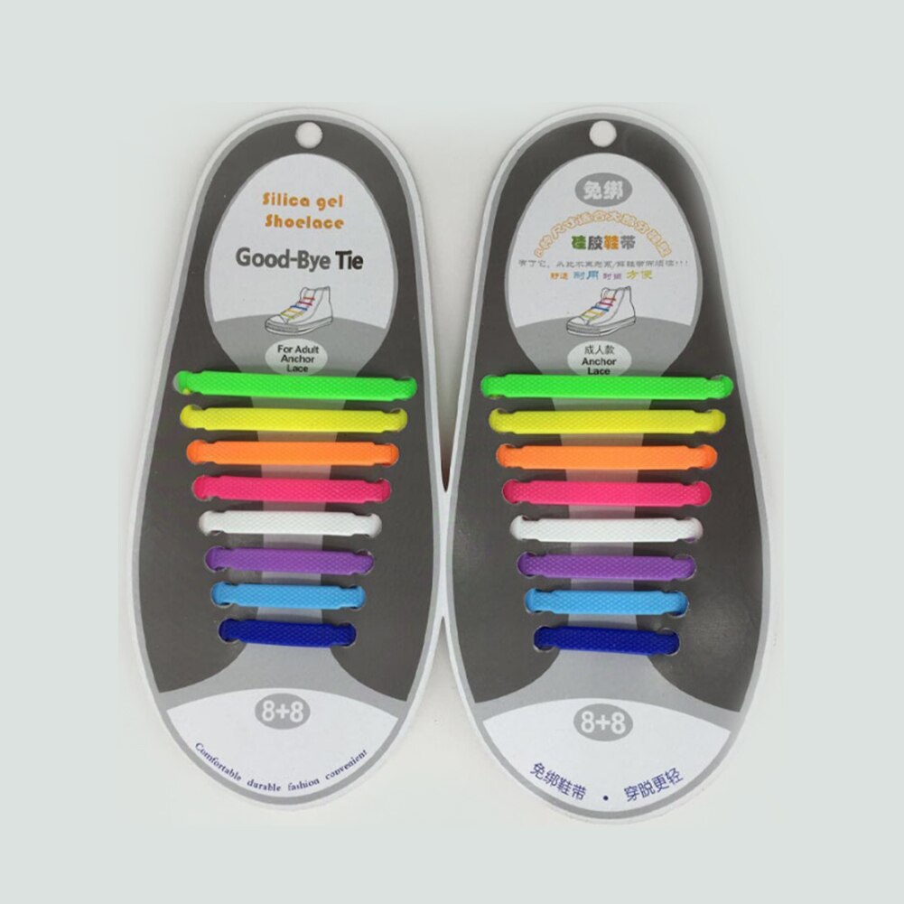 16pcs/lot No Tie Shoelace Silicone Shoelaces Elastic Shoe Laces Special for Men Women Lacing Rubber Zapatillas 13 Colors: Multicolor