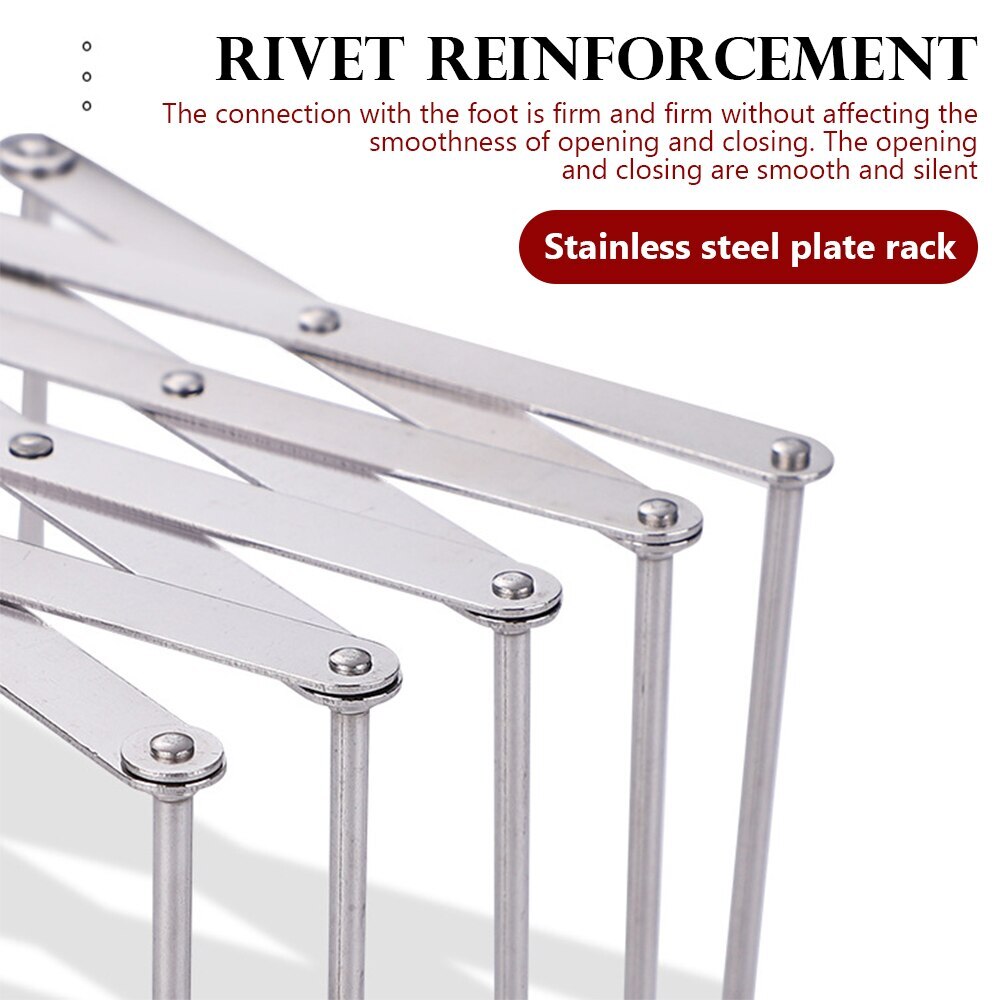 Retractable Plate Rack Stainless Steel Pot Cover Rack Cooking Plate Rack Kitchen Dish Drain Rack Kitchen Segmented Storage Box