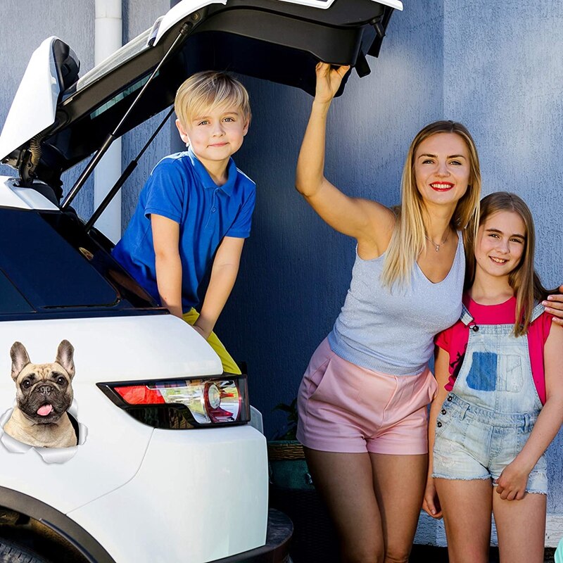 Tre ratels ftc -1082 älskvärda franska bulldog hund väggdekaler frenchie hund toalett klistermärke 3d hund bil fönster och bildekal