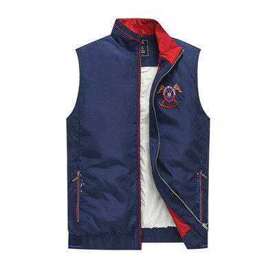 Brand Tace & Shark Vest Men colete masculino inverno Casual Letter Embroidery Stand Collar Waistcoat Sleeveless Jacket: TC6698-BLUE / XL