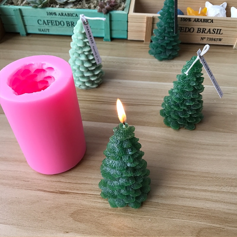 Diy 3d juletræsdekoration silikone stearinlys form form håndlavet harpiks ler håndværk stearinlys form til stearinlys