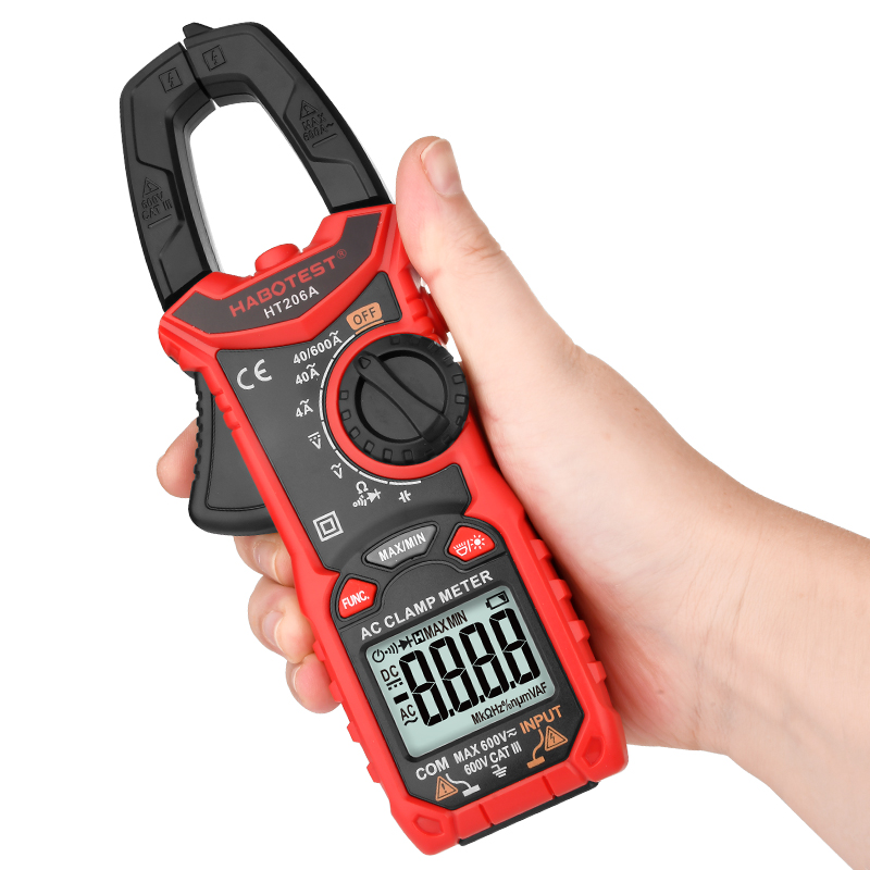 HT206A 600V 600A 4000 Counts AC Digital Clamp Meter Multimeter Pinza Amperimetrica Ohm Continuity Max Min Alicate Amperimetro