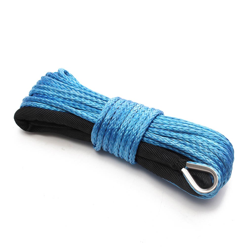 6mm x15m syntetiskt vinschlina i nylon med mantel blå för atv utv  td326