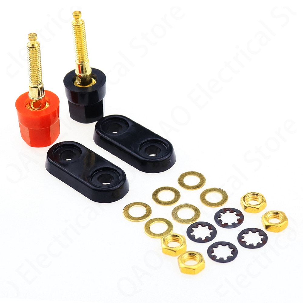 Banaanstekkers Paar Terminals Rood Zwart Connector Versterker Terminal Binding Post Banana Speaker Plug Jack