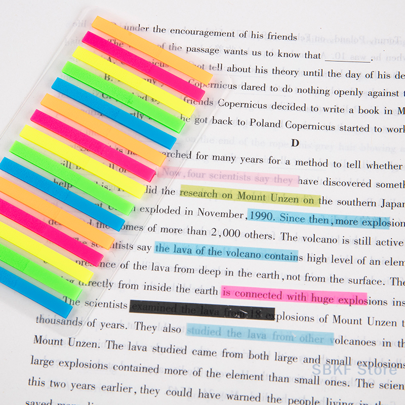 300 stuks beschrijfbare kleurstickers transparante fluorescerende strip indexsticker