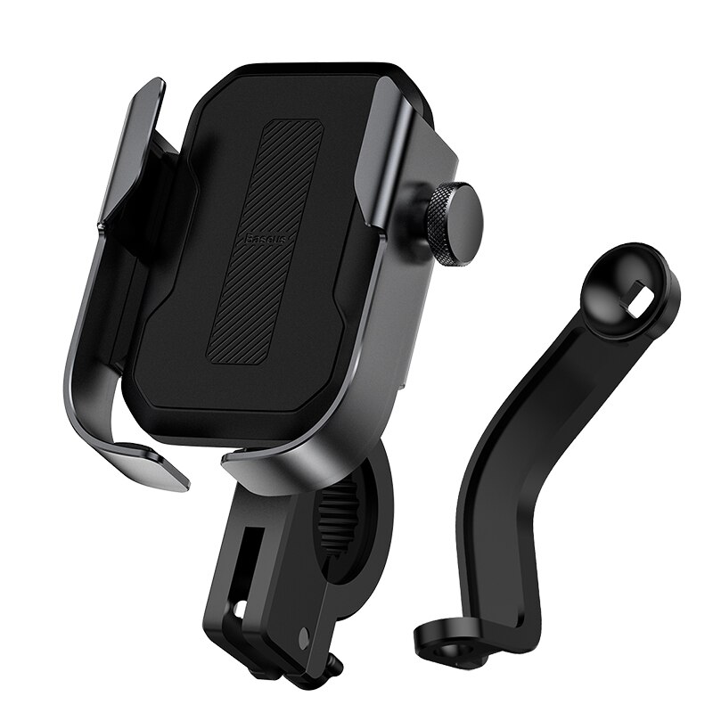 Baseus Motorcycle Bicycle Phone Holder 360° Rotation Alloy Moto Bike Stand Mount For Iphone 11 Max Samsung 4.7-6.5 Inch Phones: Black