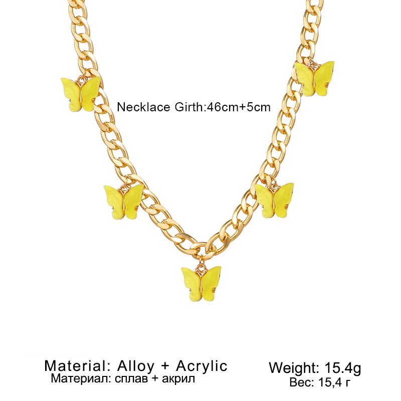 FNIO Butterfly Neck Pendants Women&#39;s Choker Gold Color Necklace On The Neck Chain Chocker Punk Jewelry Kpop Collar For Girl