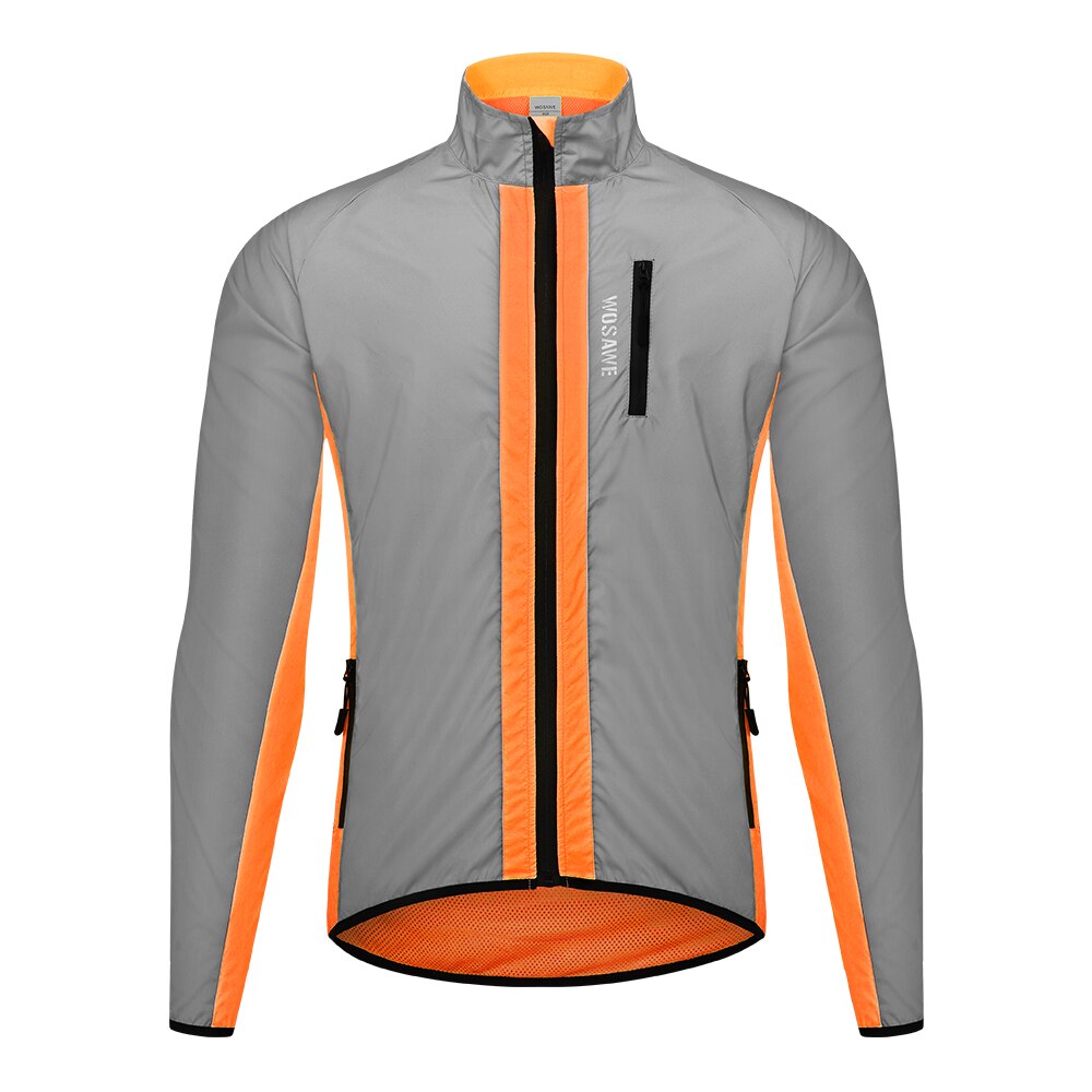 WOSAWE-Chaqueta de ciclismo segura, cortavientos de alta visibilidad, mezcla de colores fluorescentes y paneles plateados reflectantes: BO223-O / XL