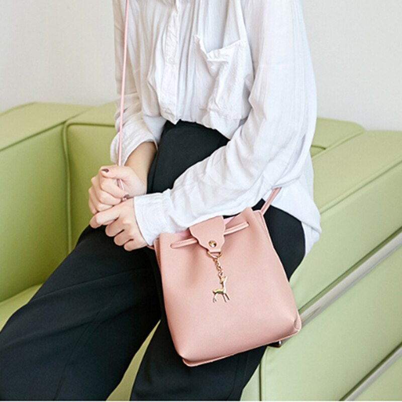 Dames pu crossbody tas portemonnee met dierenhanger, kleine schoudertas met hertenhanger