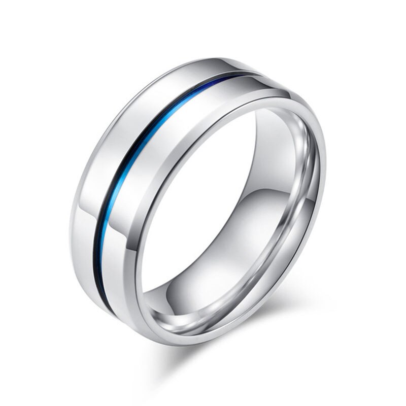 Sort sølv farve rustfrit stål ringe til mænd regnbue tynde ringe ringe bryllup band mandlige alliance smykker 8mm