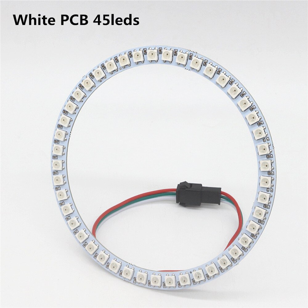 Individually Addressable WS2812B Pixel Ring 8/16/24/35/45Leds 5050 RGB Led Ring WS2812 IC BuiIt-in Led Module Pixel Strip Lights: 45 Leds White