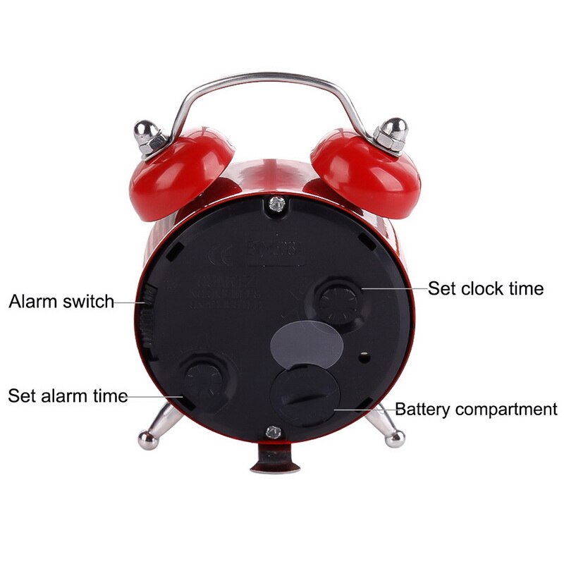 Mini despertador de de 50mm, alarma de viaje, despertador, Reloj de escritorio analógico con campana, herramientas para acampar al aire libre, pequeñas