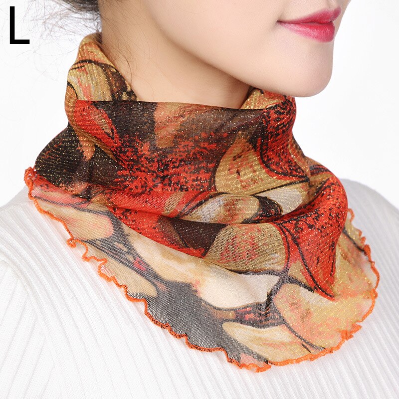 Chiffon Zomer Hals Kraag Sjaal Dames Gezicht Cover Maskers Zijde Bib Zonnebrandcrème Verscheidenheid Zon Bescherming Cirkel Sjaal Mesh Hoofdband: L
