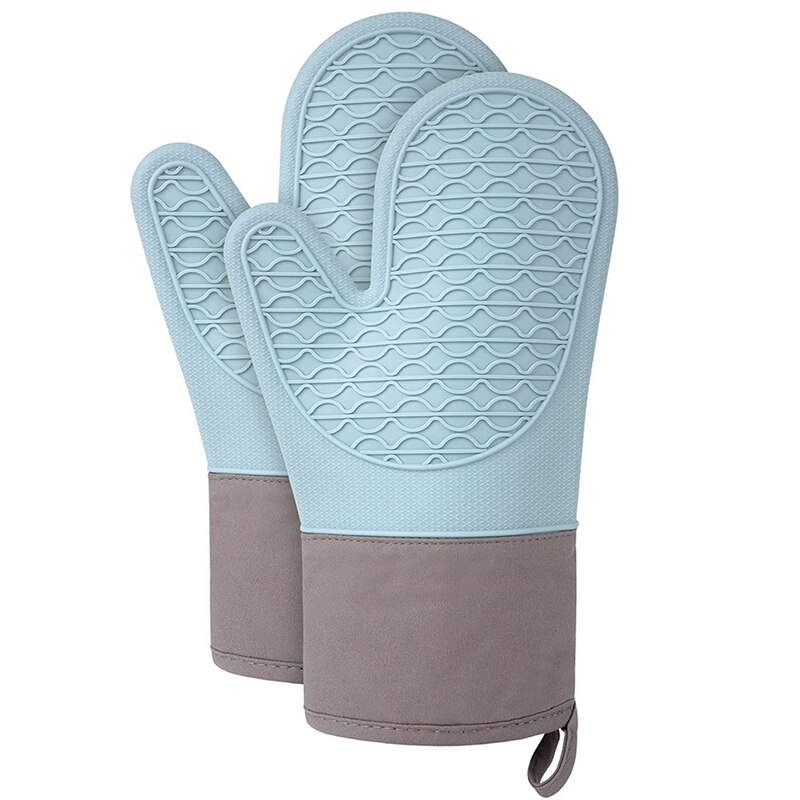 Praktische Ovenwanten Hittebestendige, Siliconen Ovenwanten, 2Pcs Waterdichte Flexibele, keuken Oven Handschoenen Voor Koken Bakken: Blauw