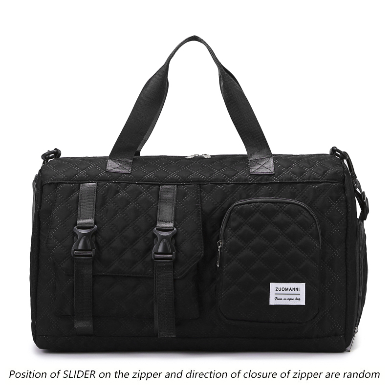 Duurzame nylon reistas, draagbare sporttas voor overnachtingstapjes Schoudertas voor trainingstas, ruime argyle: Black
