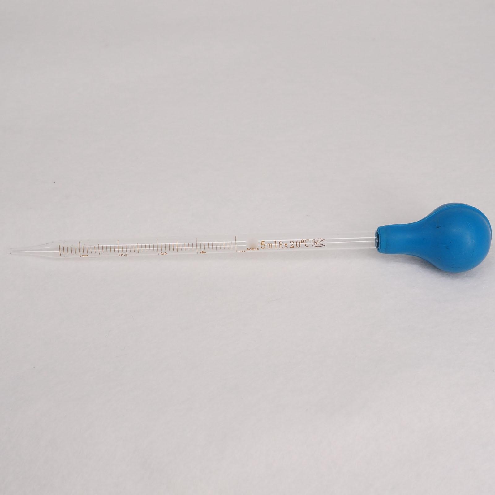 5ml Glass Graduated Pipette with Rubber Bulb Lab Chemistry Dropper Dispensing