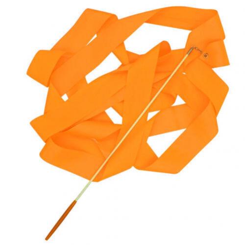 Cinta de baile rítmico para gimnasia 4m, varita giratoria para Ballet: Naranja