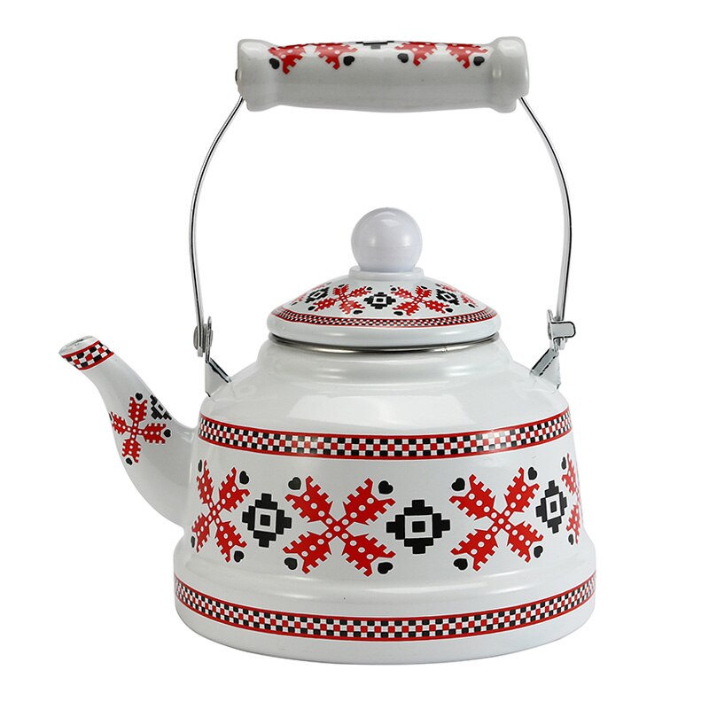 1.1l 1.7l 2.5 l flätmönster emalj vattenkanna kaffe tekanna traditionell kinesisk vattenkokare för hemköket: 1.1l