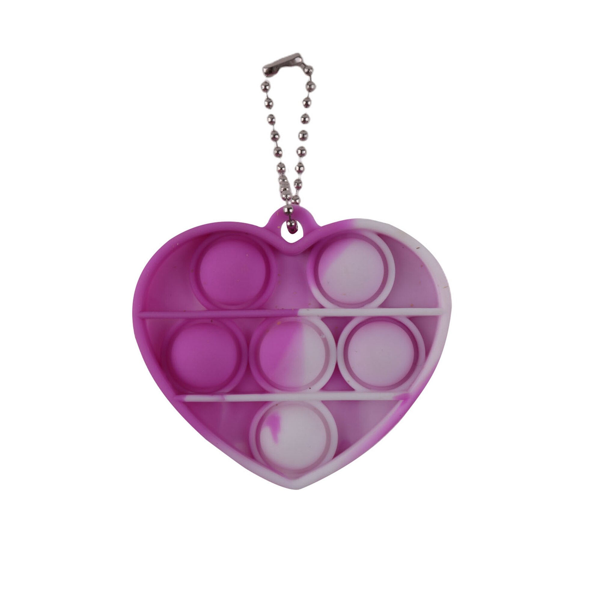 Push Pop Bubble Fidget Toy Heart Shape Sensory Toy Keychain Stress Relief Anti-Anxiety Tool Antistress Toys For Adults: Purple White
