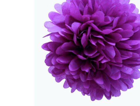 Paper Pompom Flower Vine Ornament 25 Cm-Purple