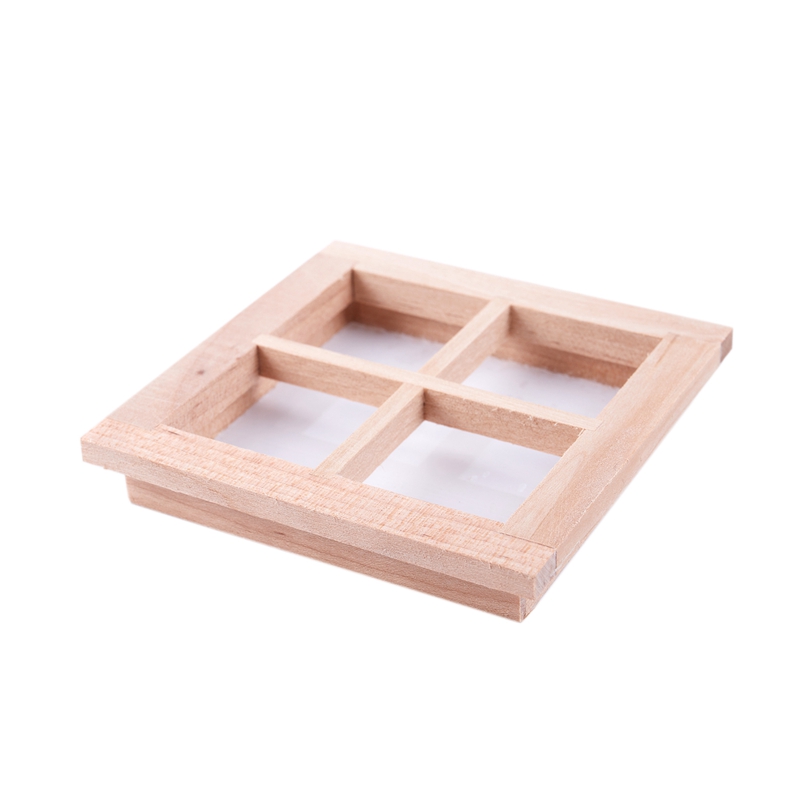 Puppenhaus Miniatur Holz 4 Scheibe Fenster DIY Zubehör
