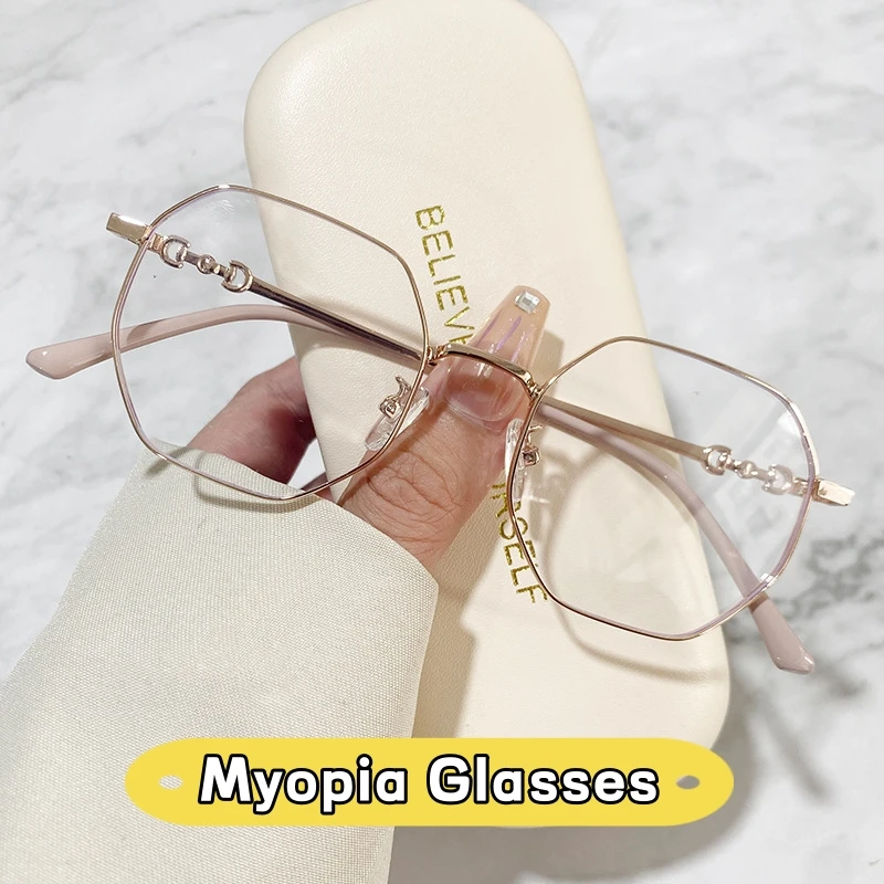 Lunettes de myopie Anti-lumière bleue de luxe pour femmes, tendance, moins dioptrie, lunettes de vue de près, lunettes de Prescription