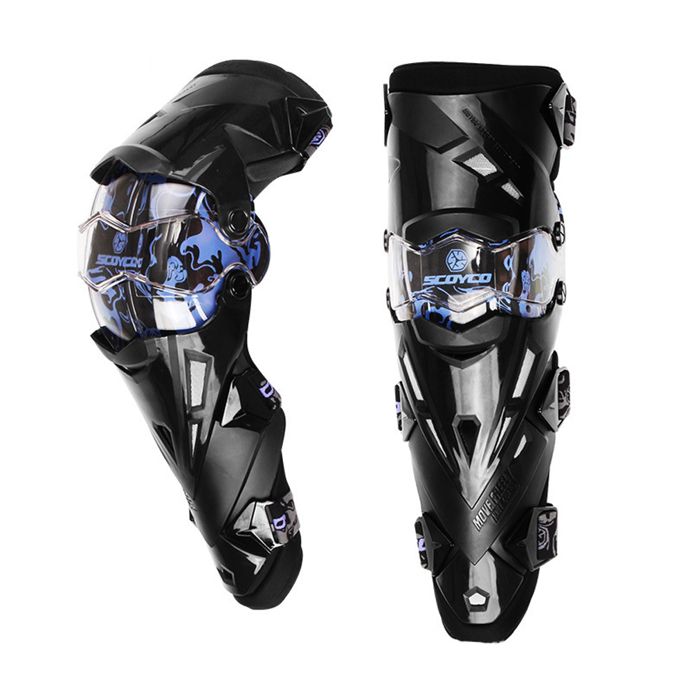 Scoyco  k12 gear motorcykel beskyttende knæpuder motobike knæbeskytter motocross motorsport knæbeskytter beskyttelsesudstyr: Blå
