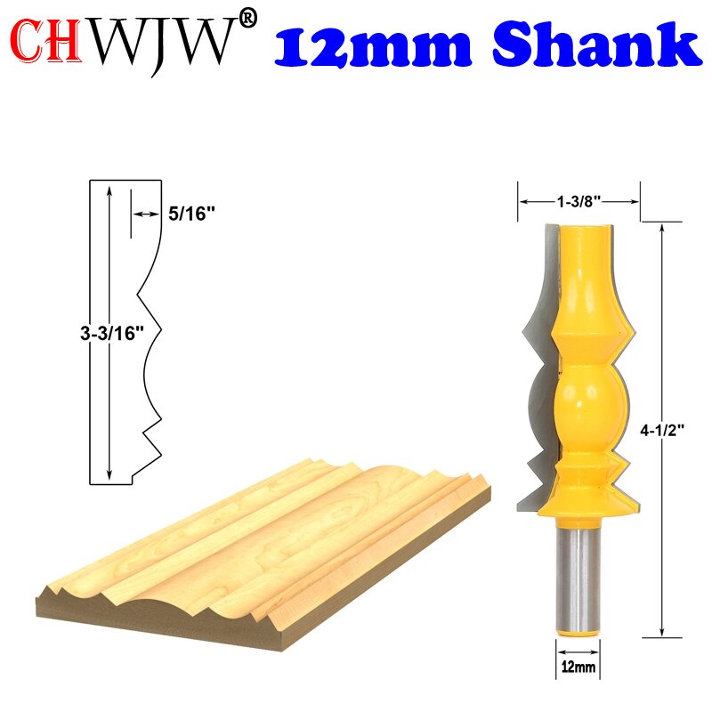 CHWJW 1PC 12mm Shank Reversible Crown Molding Router Bit Set Line knife Door knife Tenon Cutter for Woodworking Tools: 16149-12mmShank